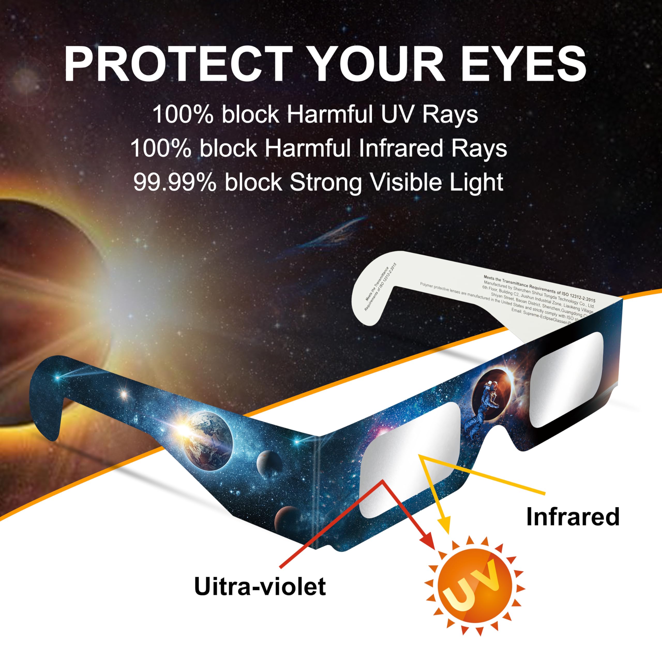 Solar Eclipse Glasses Aas Approved 2024,6 Pack Solar Eclipse Glasses For Direct Sun Viewing Iso 12312 2:2015(E) & Ce Certified(6